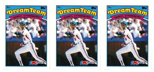 (3) 1989 Topps K-Mart Dream Team Baseball #28 Darryl Strawberry Lot Mets