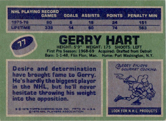 1976 Topps #77 Gerry Hart New York Islanders VG-EX