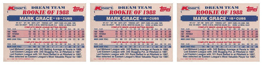 (3) 1989 Topps K-Mart Dream Team Baseball #1 Mark Grace Lot Cubs