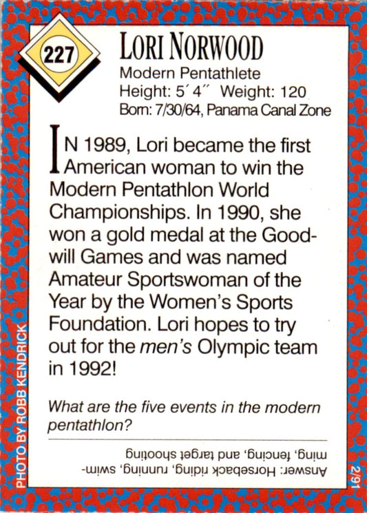 1991 Sports Illustrated for Kids #227 Lori Norwood Pentathlon