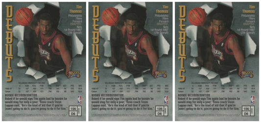 (3) 1997-98 Finest Basketball #106 Tim Thomas RC Card Lot Philadelphia 76'ers