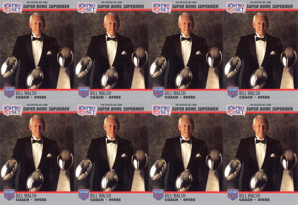 (8) 1990-91 Pro Set Super Bowl 160 Football #31 Bill Walsh 49'ers Card Lot