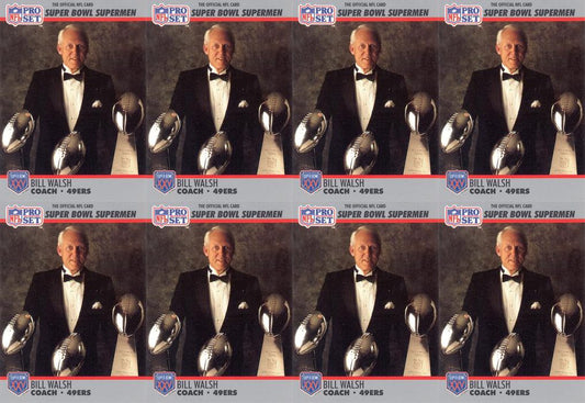 (8) 1990-91 Pro Set Super Bowl 160 Football #31 Bill Walsh 49'ers Card Lot