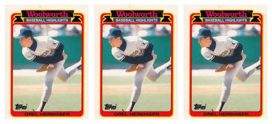 (3) 1989 Topps Woolworth Baseball Highlights #4 Orel Hershiser CY Lot Dodgers