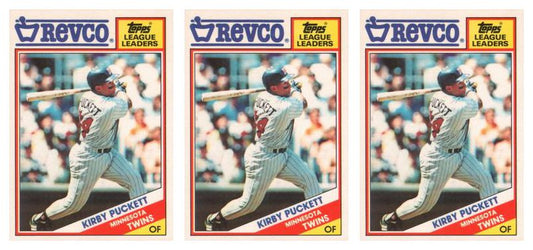 (3) 1988 Topps Revco League Leaders Baseball #21 Kirby Puckett Lot Twins