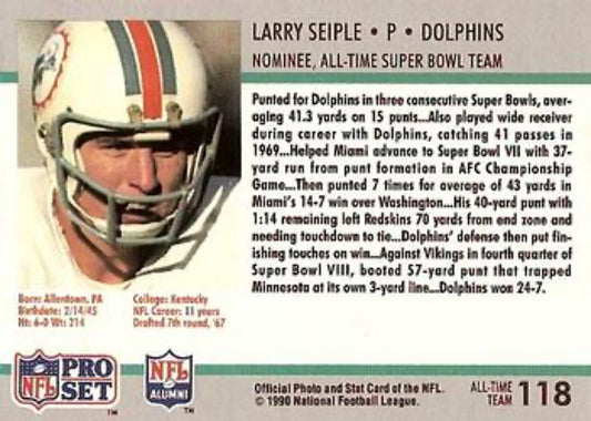 1990-91 Pro Set Super Bowl 160 Football 118 Larry Seiple