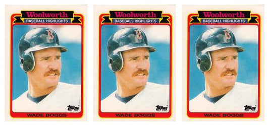 (3) 1989 Topps Woolworth Baseball Highlights #8 Wade Boggs Lot Red Sox