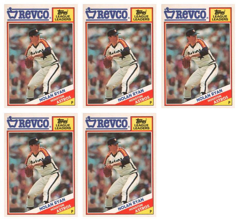 (5) 1988 Topps Revco League Leaders Baseball #8 Nolan Ryan Lot Houston Astros
