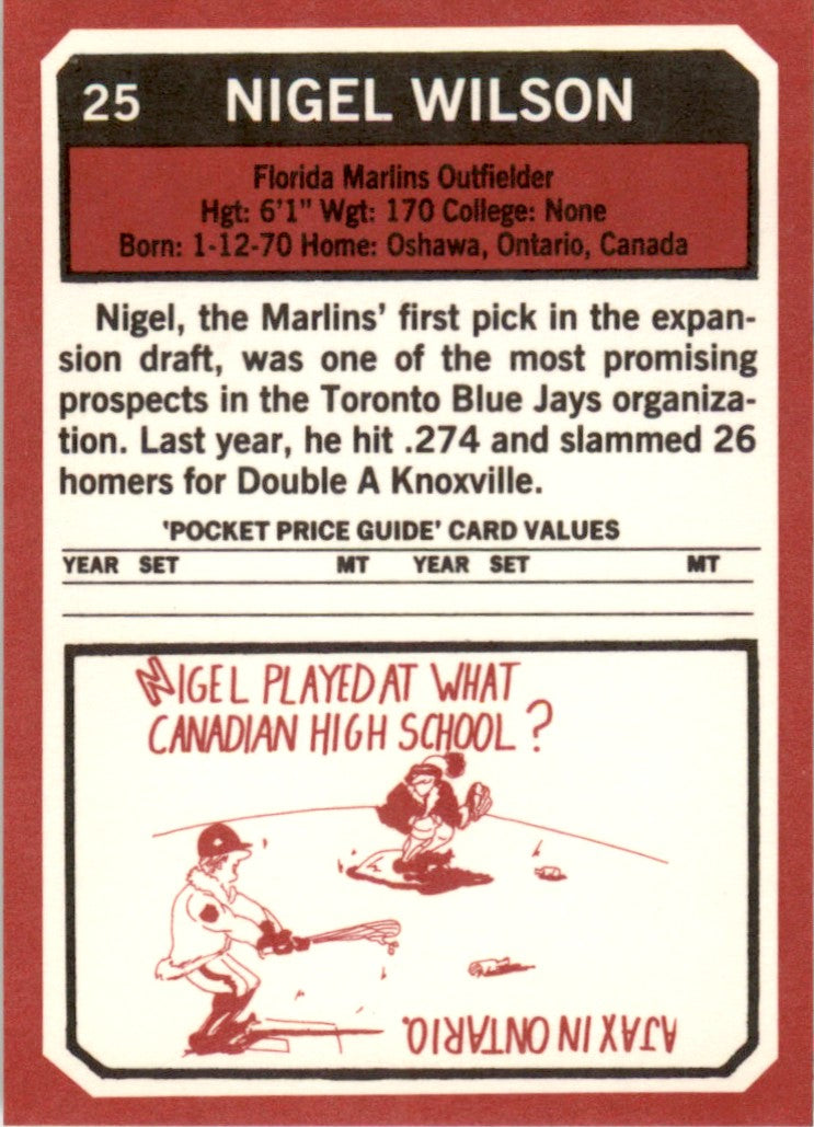 1993 SCD #25 Nigel Wilson Florida Marlins
