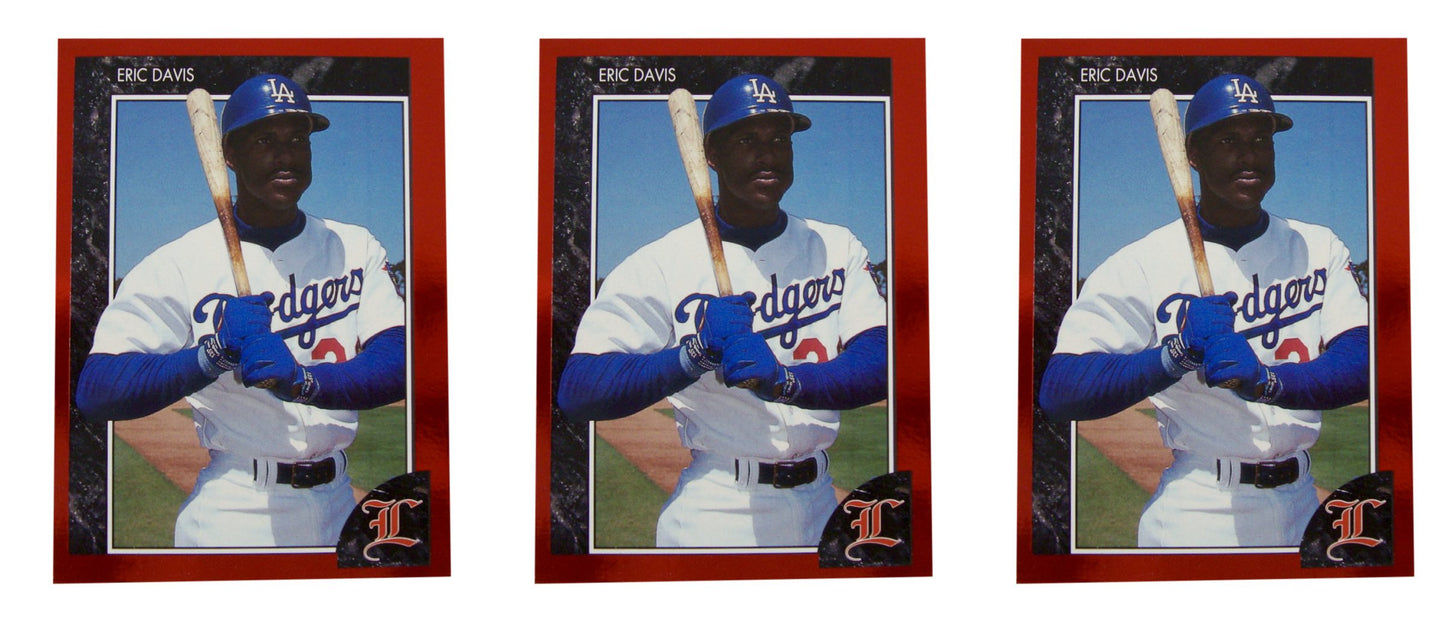 (3) 1992 Legends #40 Eric Davis Baseball Card Lot Los Angeles Dodgers