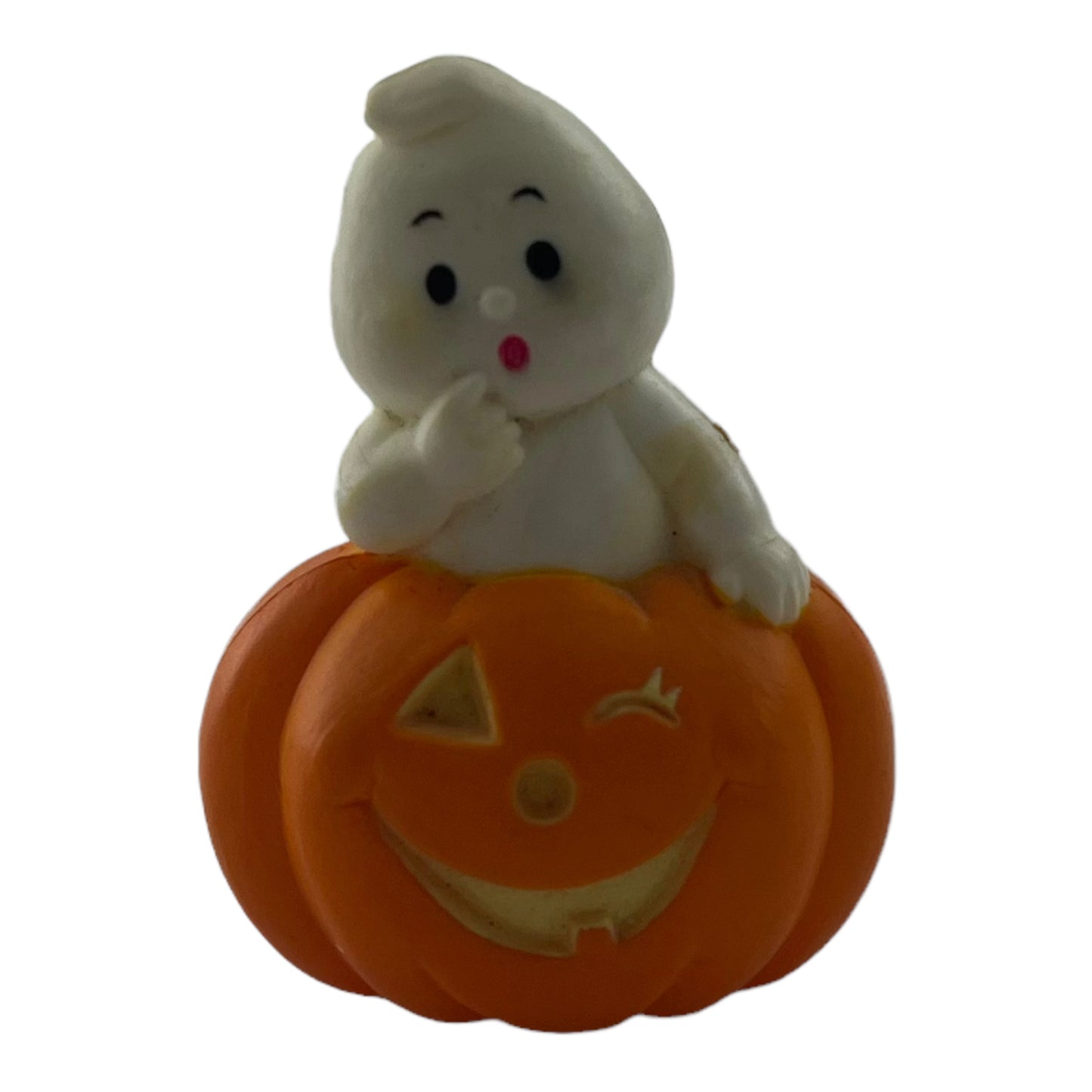 Halloween Ghost in Winking Pumpikn 1.5 Inch Vintage Ceramic Figurine