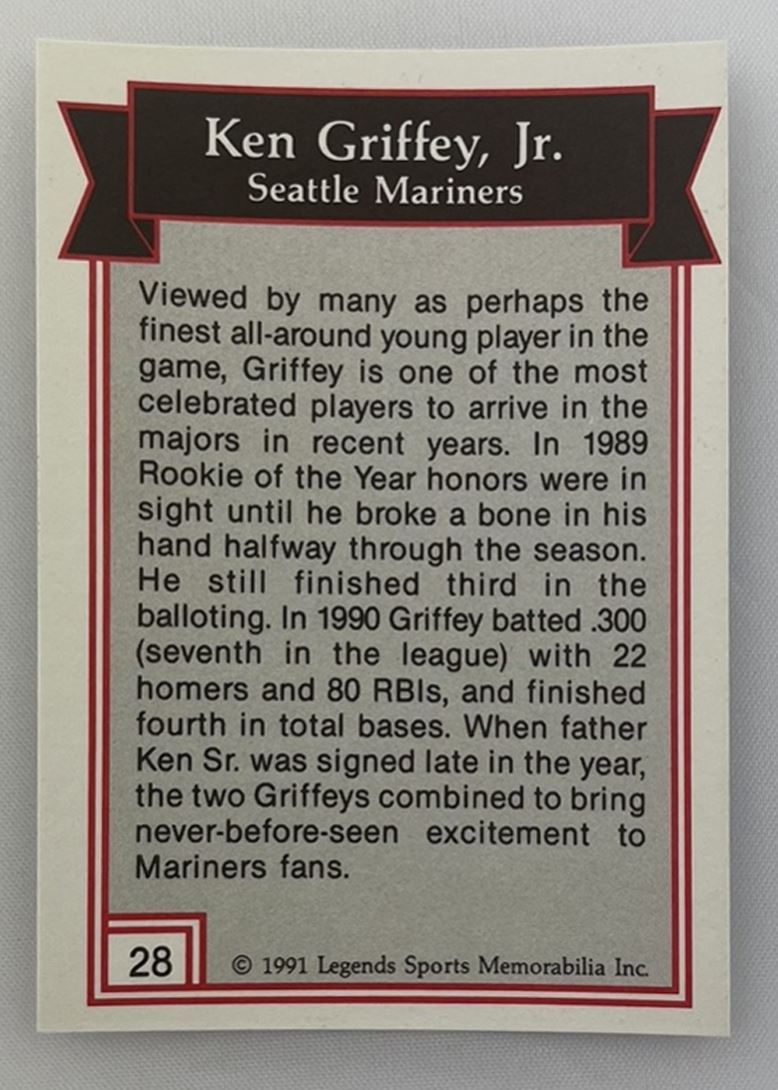 1991 Legends #28 Ken Griffey Jr. Seattle Mariners