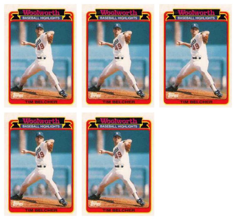 (5) 1989 Topps Woolworth Baseball Highlights #19 Tim Belcher Lot Dodgers