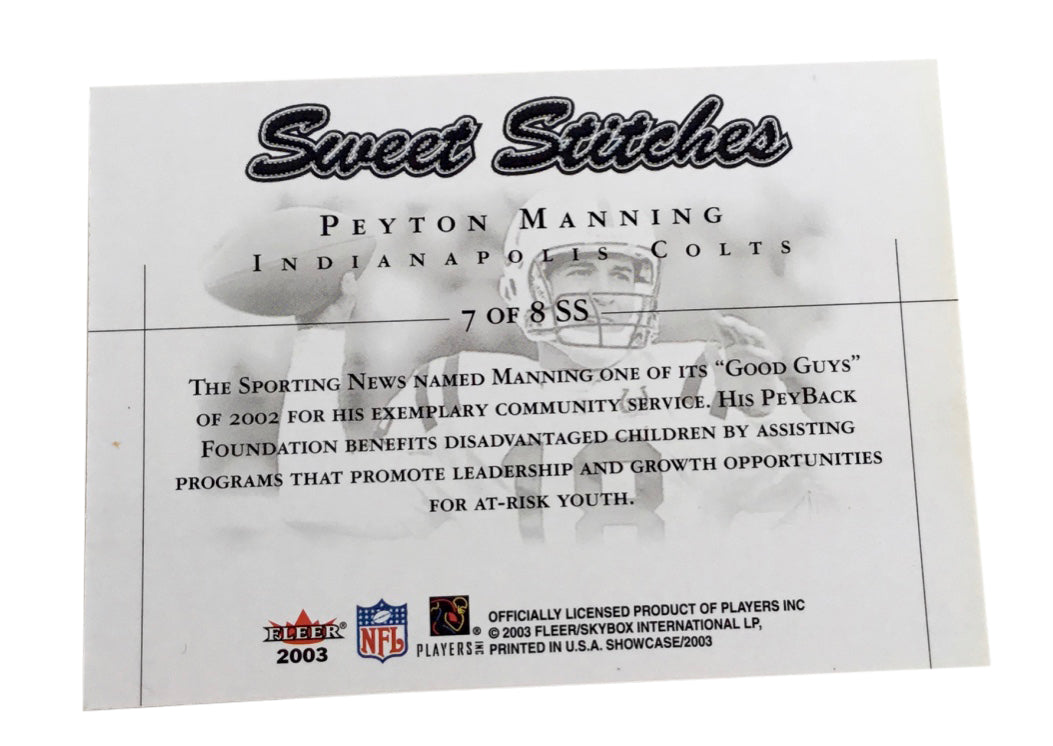 2003 Fleer Showcase Sweet Stitches #7 Peyton Manning Indianapolis Colts