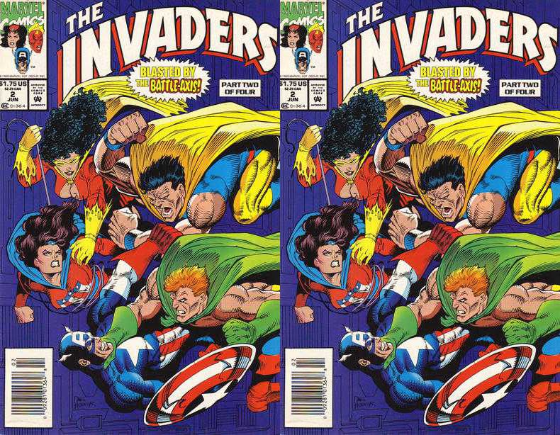 The Invaders #2 Newsstand Covers (1993) Marvel Comics - 2 Comics