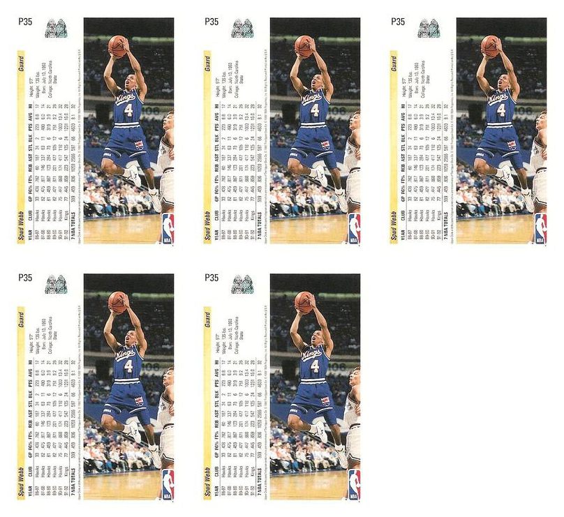 (5) 1992-93 Upper Deck McDonald's Basketball #P35 Spud Webb Card Lot