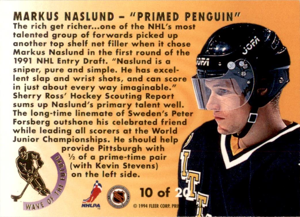 1993 Ultra Wave of the Future #10 Markus Naslund Pittsburgh Penguins