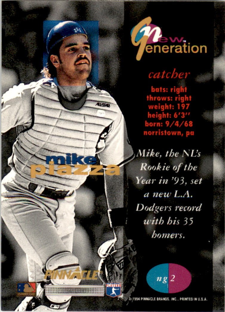 1994 Pinnacle New Generation #NG2 Mike Piazza Los Angeles Dodgers