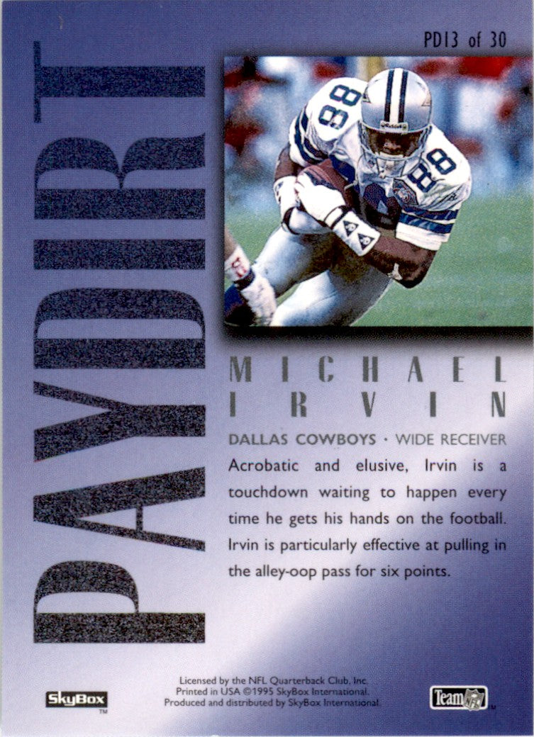 1995 SkyBox Premium Paydirt Gold #PD13 Michael Irvin Dallas Cowboys