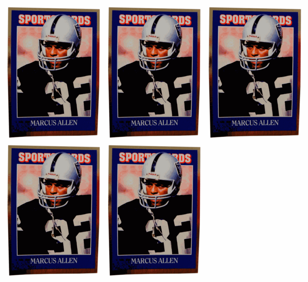 (5) 1992 Sports Cards #81 Marcus Allen Football Card Lot Los Angeles Raiders