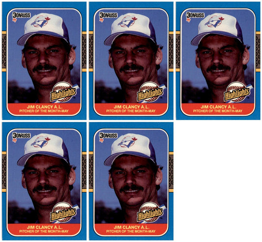 (5) 1987 Donruss Highlights #11 Jim Clancy Toronto Blue Jays Card Lot