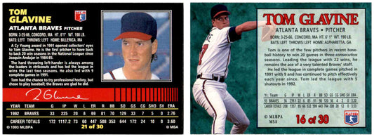 1993 & 1994 Post Cereal Baseball Tom Glavine Atlanta Braves Baseball Card Lot