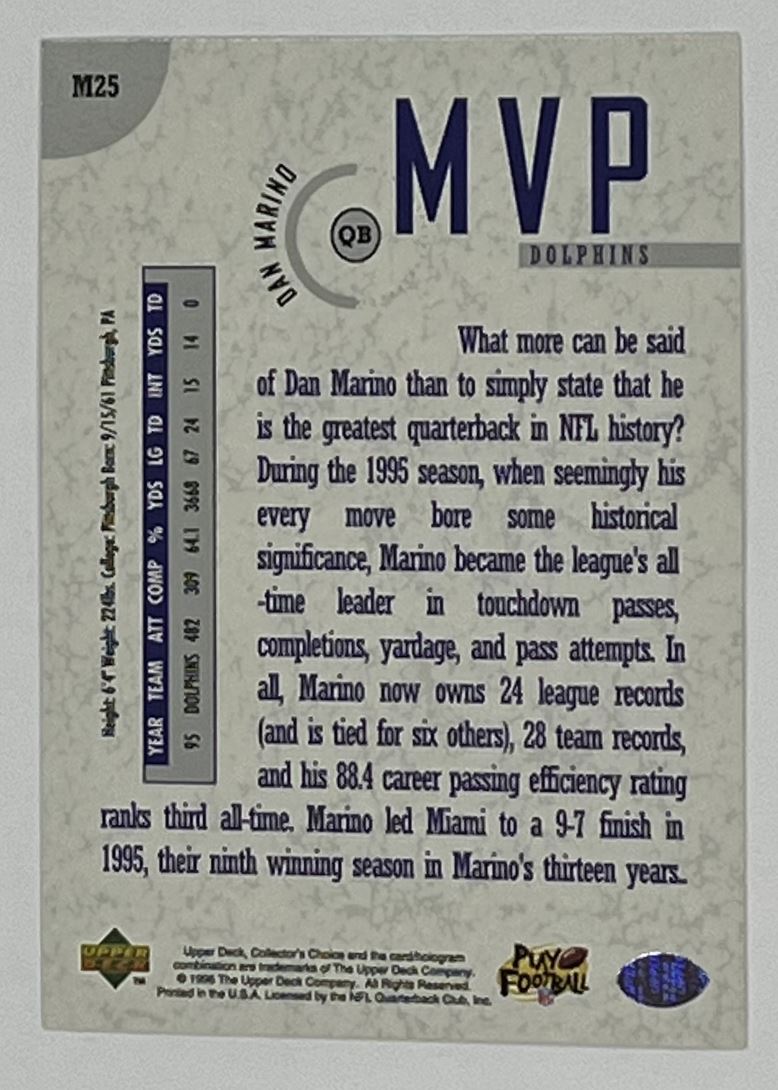 1996 Collector's Choice MVPs #M25 Dan Marino Miami Dolphins