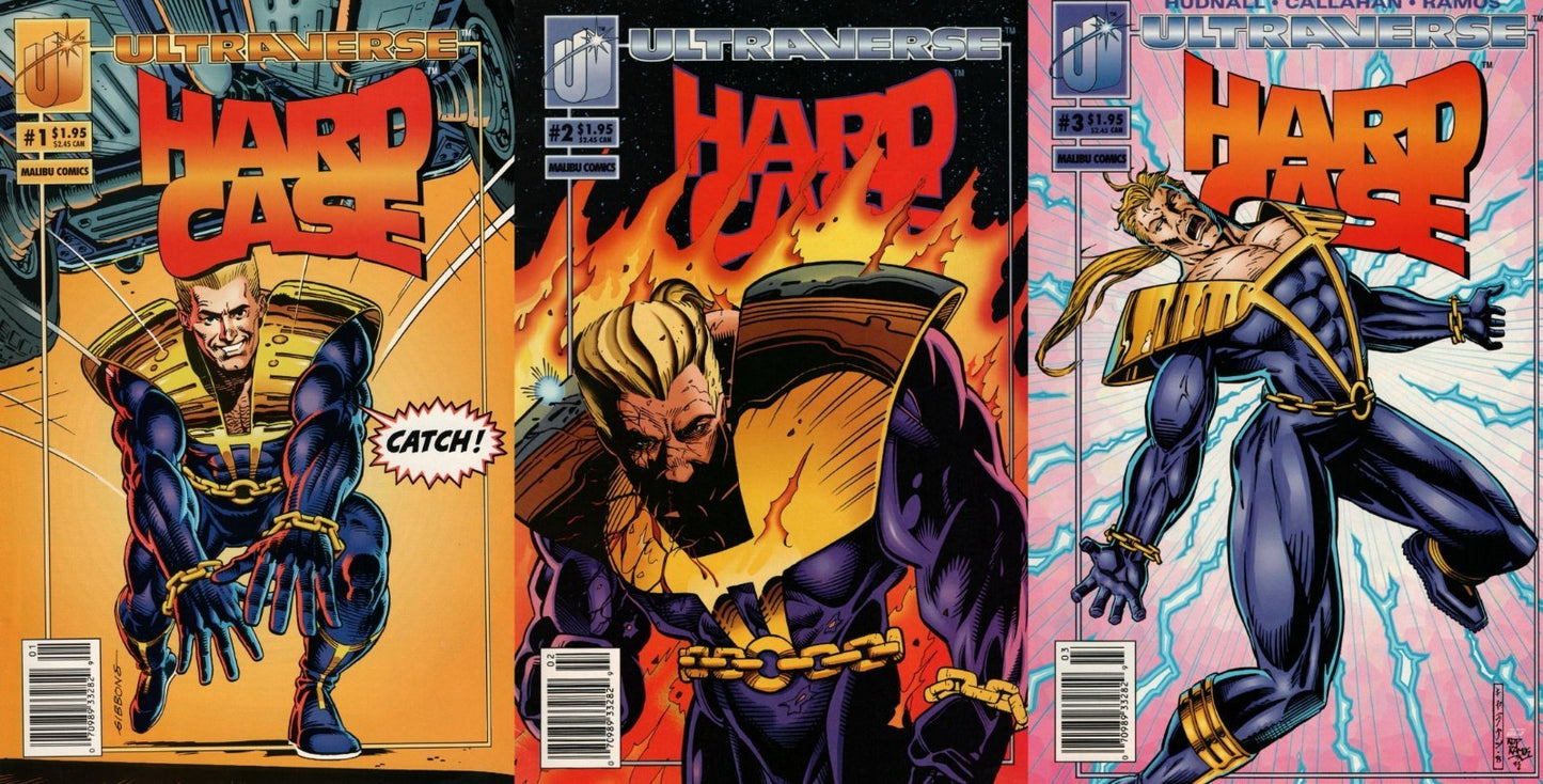 Hardcase #1-3 Newsstand Covers (1993-1995) Ultraverse Comics - 3 Comics