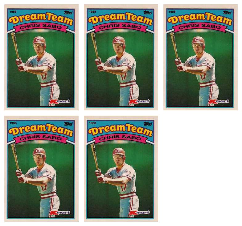 (5) 1989 Topps K-Mart Dream Team Baseball #3 Chris Sabo Lot Reds