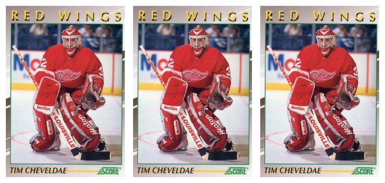 (3) 1991-92 Score Young Superstars Hockey #25 Tim Cheveldae Card Lot Red Wings