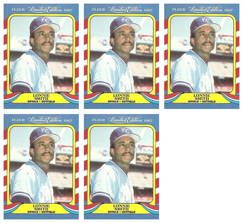 (5) 1987 Fleer Limited Edition Baseball #40 Lonnie Smith Lot Kansas City Royals