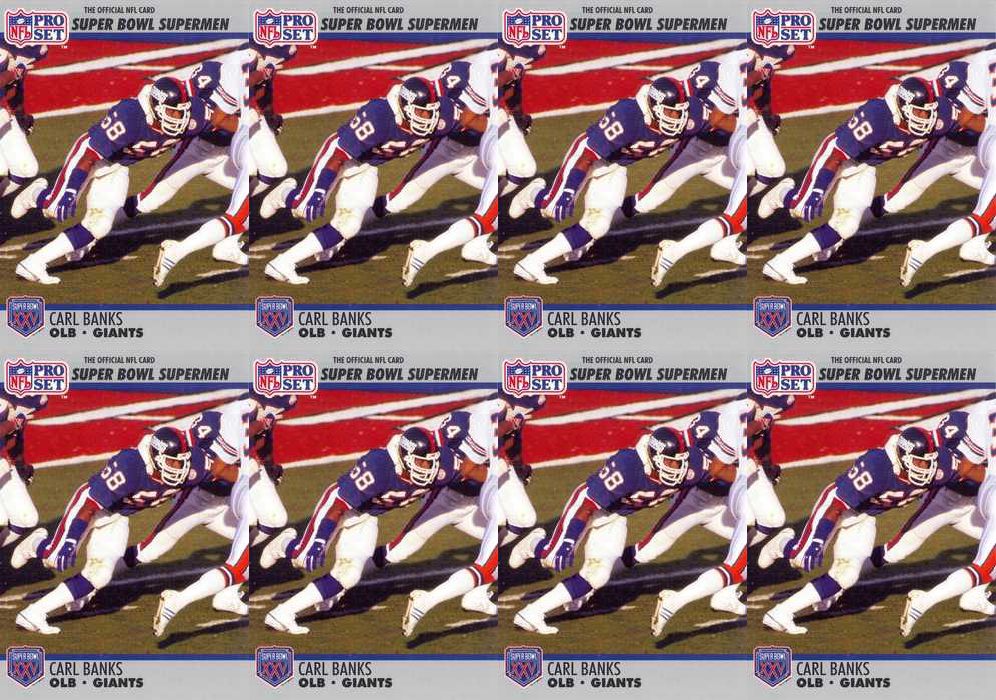 (8) 1990-91 Pro Set Super Bowl 160 Football #94 Carl Banks Giants Card Lot