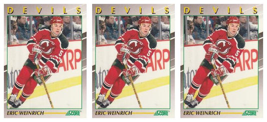 (3) 1991-92 Score Young Superstars Hockey #26 Eric Weinrich Card Lot Devils