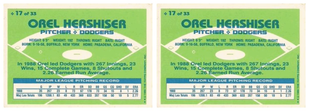 (2) 1989 Topps Hills Team MVP's Baseball #17 Orel Hershiser Card Lot Dodgers
