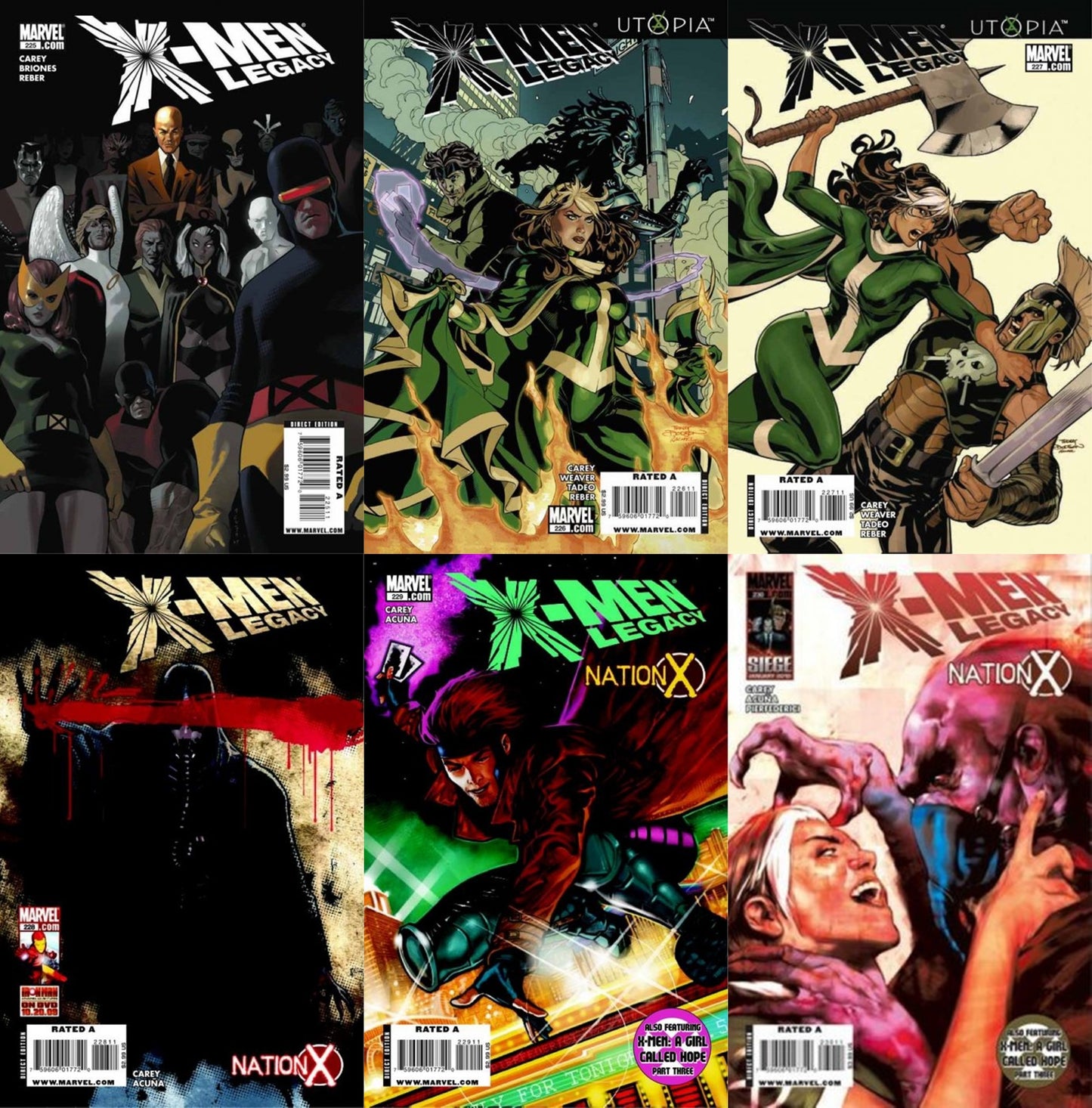 X-Men: Legacy #225-230 Volume 1 (2008-2012) Marvel Comics - 6 Comics