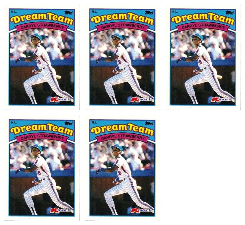 (5) 1989 Topps K-Mart Dream Team Baseball #28 Darryl Strawberry Lot Mets