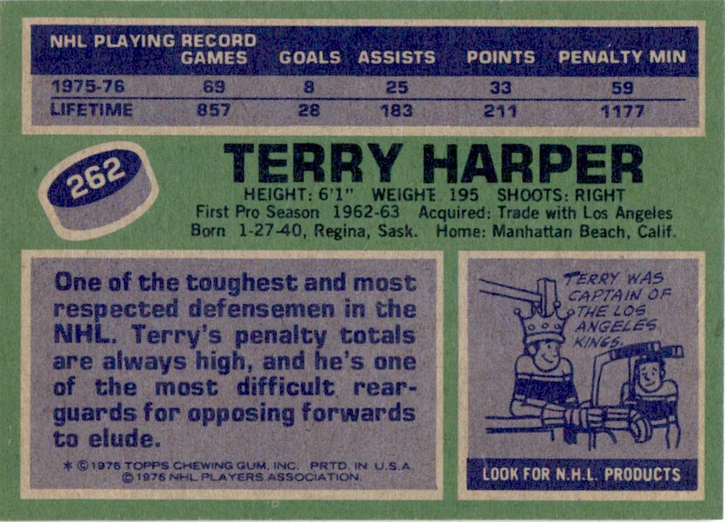 1976 Topps #262 Terry Harper Detroit Red Wings EX-MT