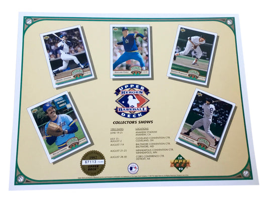 1992 Upper Deck MLB Baseball Baseball Heroes 11" X 8.5" Promotional Sheet