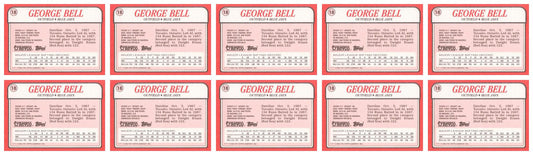 (10) 1988 Topps Revco League Leaders Baseball #18 George Bell Lot Blue Jays
