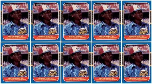 (10) 1987 Donruss Highlights #50 Pascual Perez Montreal Expos Card Lot