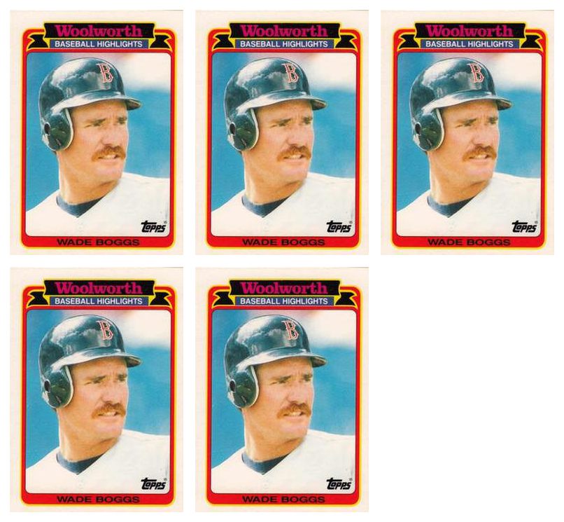 (5) 1989 Topps Woolworth Baseball Highlights #8 Wade Boggs Lot Red Sox