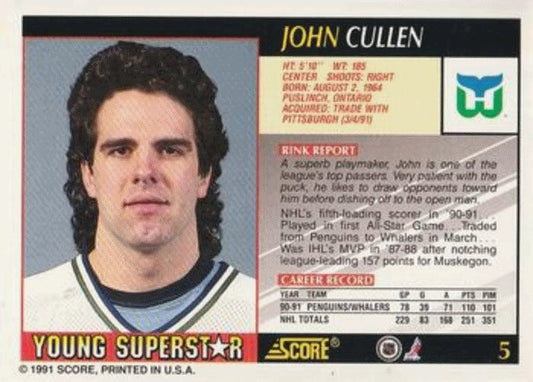 1991-92 Score Young Superstars Hockey 5 John Cullen