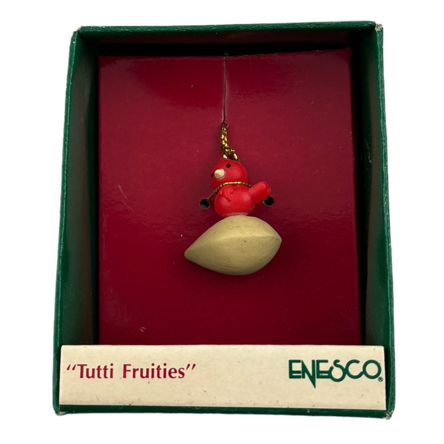 Small Wonders Tutti Fruities Red Bird Nut Vintage Miniature Christmas Ornament