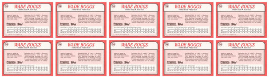 (10) 1988 Topps Revco League Leaders Baseball #16 Wade Boggs Lot Red Sox