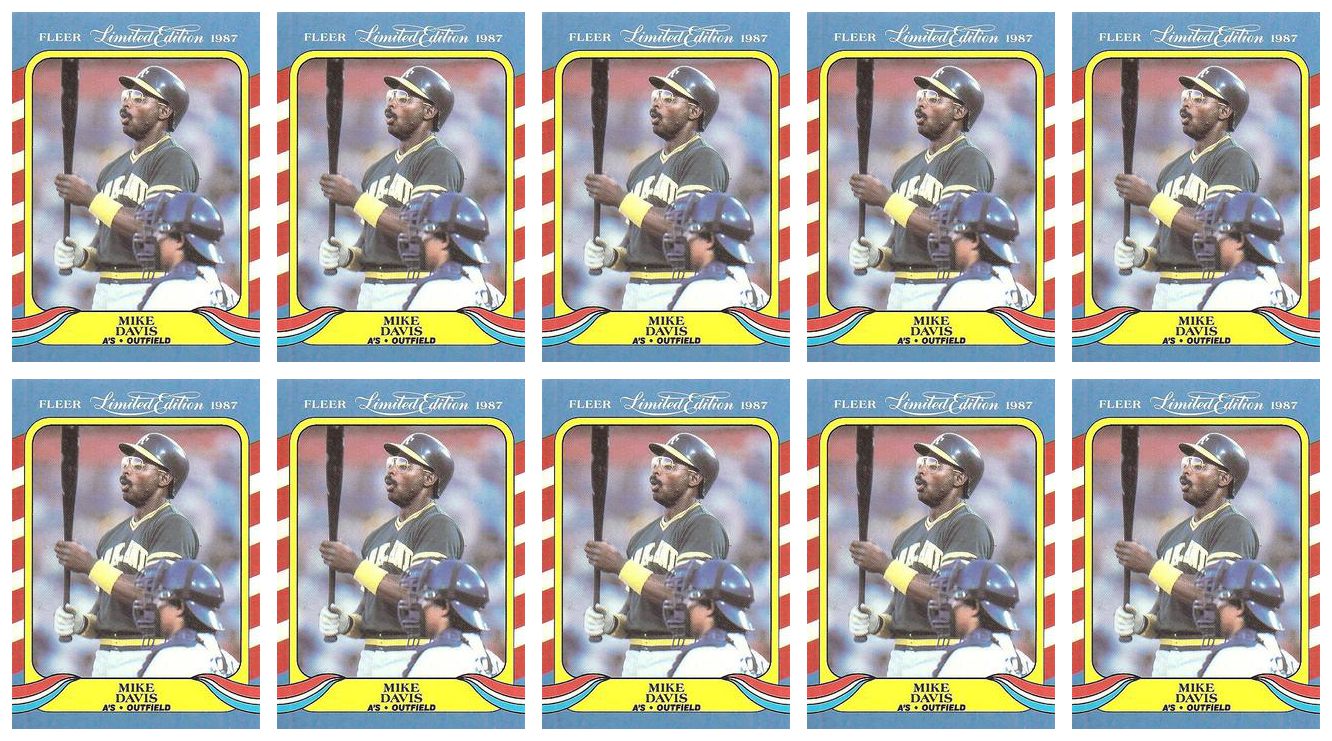 (10) 1987 Fleer Limited Edition Baseball #12 Mike Davis Lot Oakland Athletics