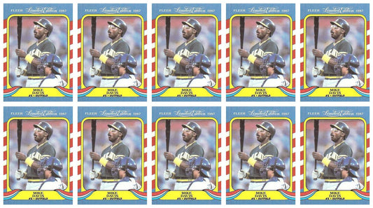 (10) 1987 Fleer Limited Edition Baseball #12 Mike Davis Lot Oakland Athletics