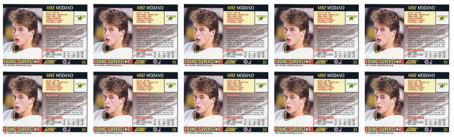 (10) 1991-92 Score Young Superstars Hockey #35 Mike Modano Card Lot North Stars