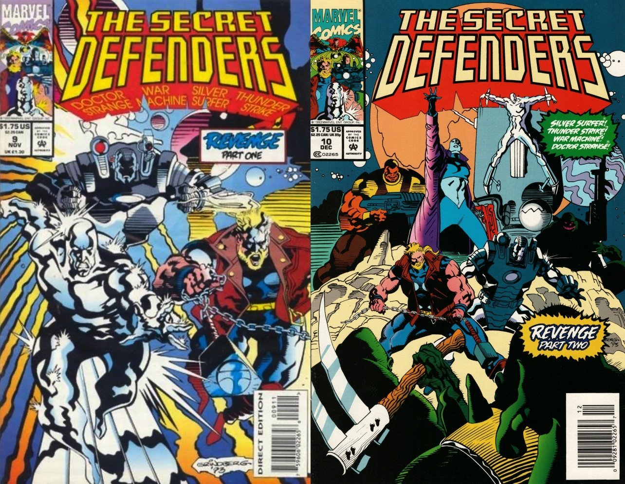 Secret Defenders #9-10 Direct & Newsstand Covers (1993-1995) Marvel - 2 Comics