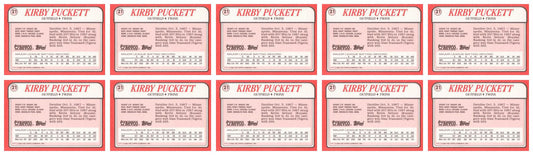 (10) 1988 Topps Revco League Leaders Baseball #21 Kirby Puckett Lot Twins