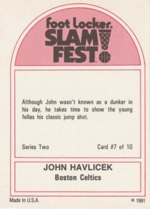 1991 Foot Locker Slam Fest Basketball #7 John Havlicek Boston Celtics
